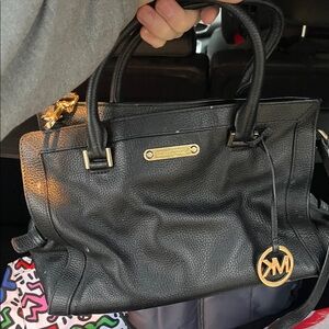 Michael Kors Black Satchel with Gold Accents